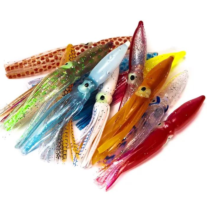 10 leurres souples poulpe 8cm appâts artificiels pour pêche thon espadon voilier