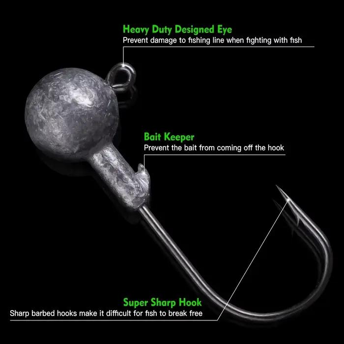 Kit de 40 leurres souples avec hameçons jig head et boîte de rangement pour pêche, 5cm 3.5g