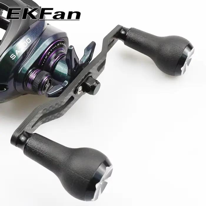 Poignée carbone de pêche Ekfan 130mm pour moulinet baitcast SHI et DAI, bouton TPE, trous 7x4 et 8x5mm