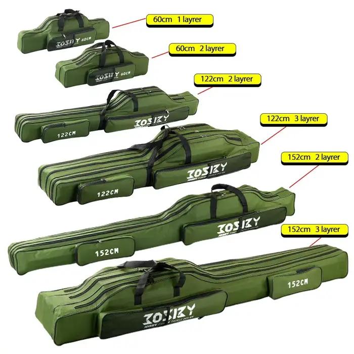 Sac de transport de canne à pêche pliable portable 122 à 182 cm pour canne, moulinet et accessoires