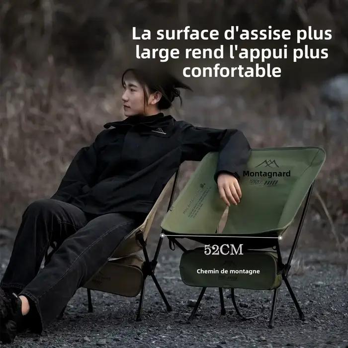 Fauteuil lune MOUNTAINHIKER ultra-léger alliage aluminium - Banc pliant portable camping randonnée pêche vert noir kaki