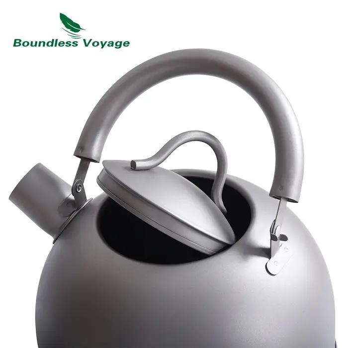 Bouilloire Titane Ultralégère 2L pour Randonnée et Pêche - Pot d'Eau Extérieur Grande Capacité avec Buzzer