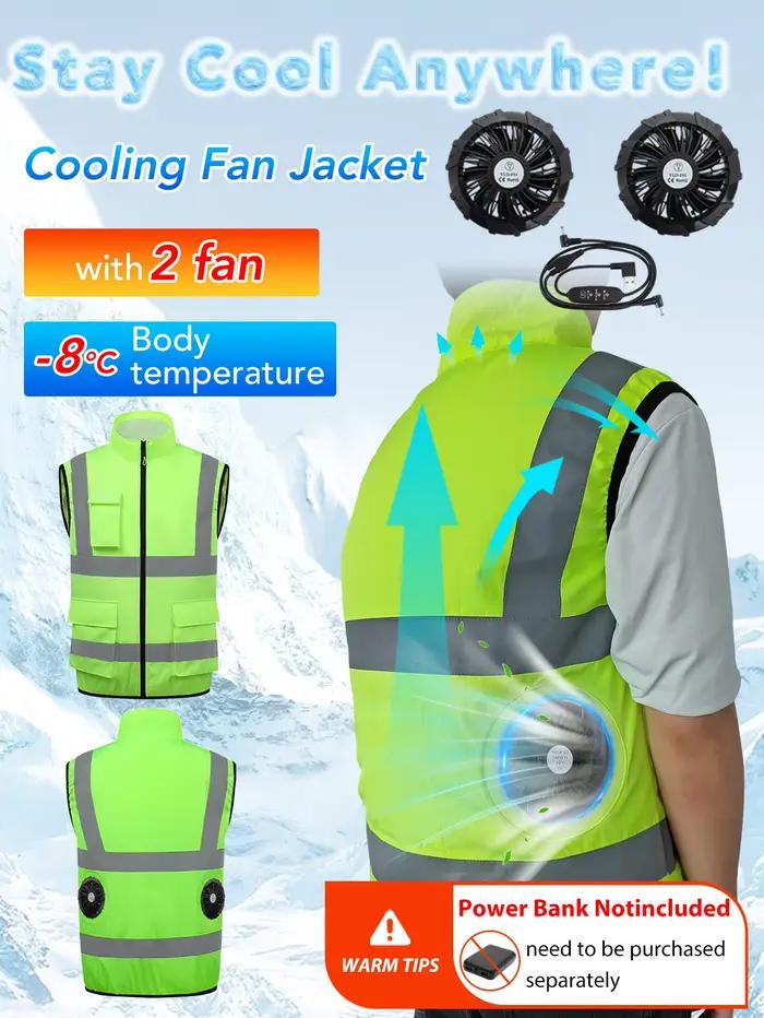 Gilet ventilé pêche été avec 2 ventilateurs - 9 pales - 3 vitesses - Rafraîchissement intégré