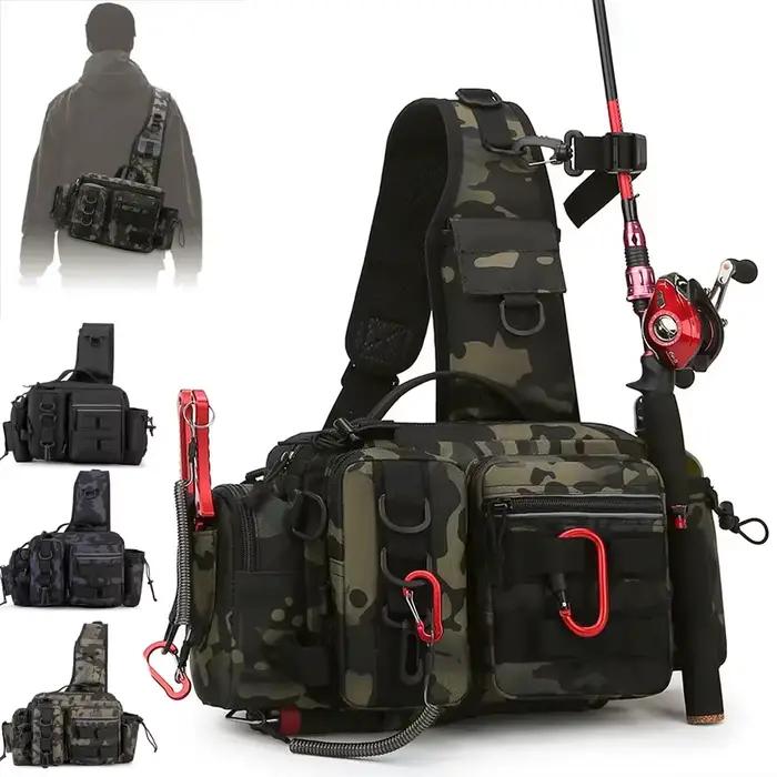 Sac de pêche Luya à multiples compartiments avec sangle ajustable et fermeture éclair pour matériel
