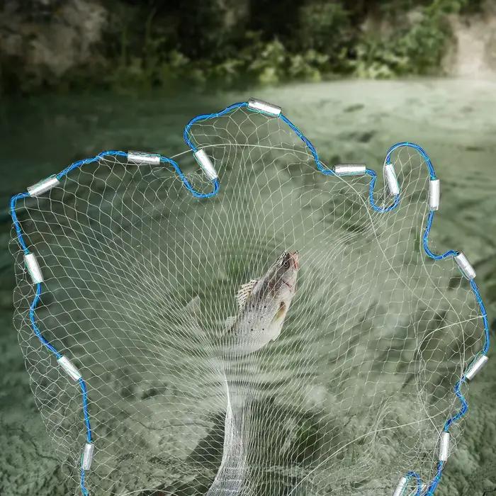Filet lancé 23kg léger avec plombs acier - Maille monofilament facile à utiliser pêche traditionnelle