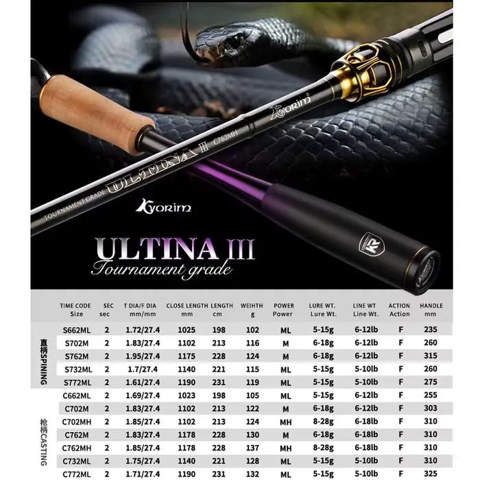 Canne à pêche Kyorim ULTINA III BASS LURE en carbone pour pêche en mer, plage, lac, rivière, occasion spéciale