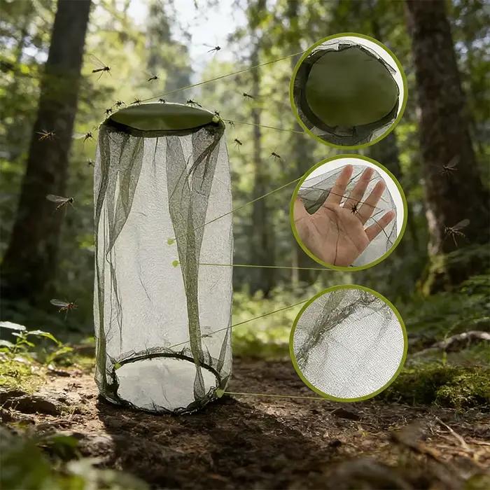 Chapeau anti-moustiques filet de pêche avec protection intégrale pour randonnée et camping