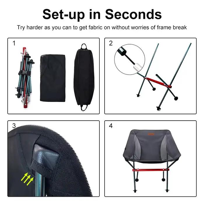 Chaise de pêche pliante PACOONE Oxford - Siège allongé ultra-léger pour camping