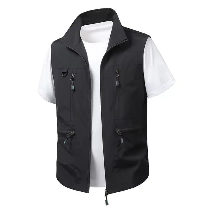 Veste sans manches pêche homme grande taille 6XL respirante et multifonction avec multiples poches