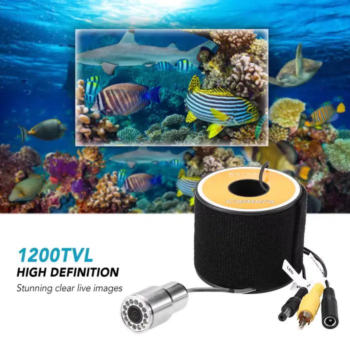 Caméra sous-marine pêche vision nocturne 12 LED - Câble 50m étanche pour pêche sur glace et bateau