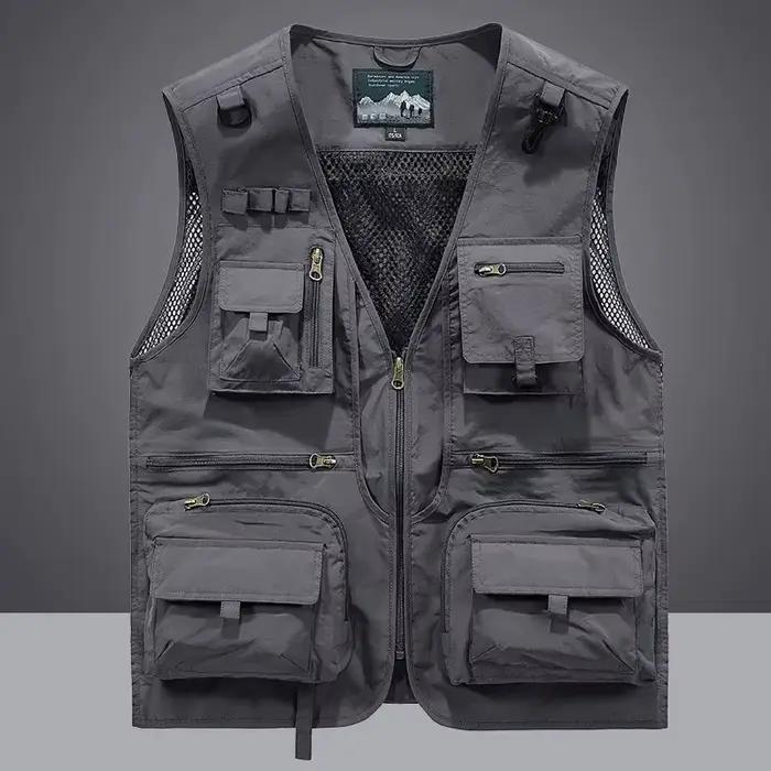 Veste tactique pêche homme 2025 avec poches multiples - Veste sans manches mesh pour photographe été