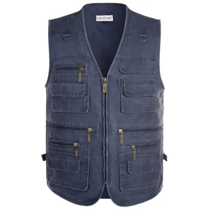 Veste de pêche 7XL homme multi-poches printemps été coton confortable pour randonnée sport extérieur