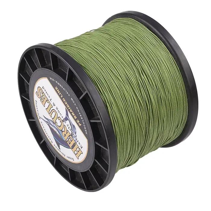 Ligne de pêche Hercule Braid PE Armée Verte 4 Brins 100 à 2000M Très Haute Résistance 6LB-100LB