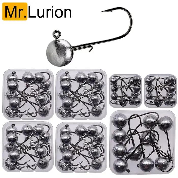Hameçons pêche leurres souples MrLurion, têtes rondes 1g à 20g pour carnassiers, acier carbone