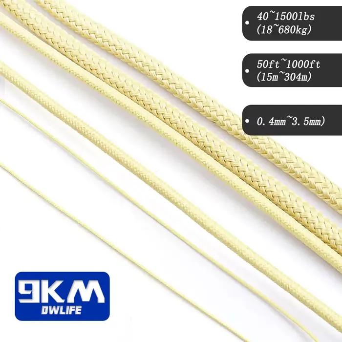 Fil de pêche Kevlar 100 à 1500lb résistant à l'abrasion pour kite et survie outdoor 0.8 à 3.5mm