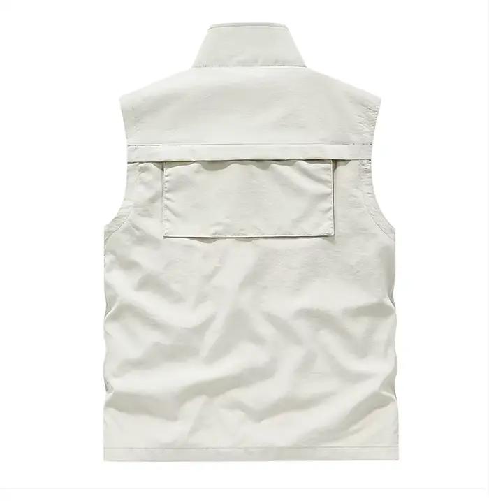 Veste sans manches pêche homme été respirante multi-poches cargo loose décontractée