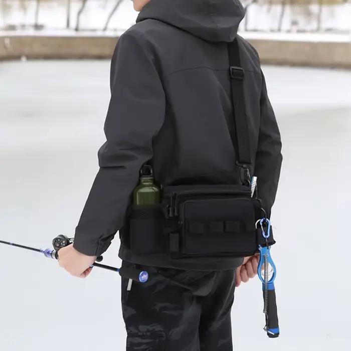 Sac banane pêche multifonction avec compartiments - Stockage leurres et accessoires de pêche