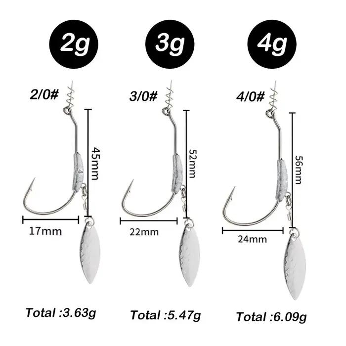 Têtes plombées 2G 3G 4G avec hameçons 10pcs pour pêche leurres souples - Matériel pêche