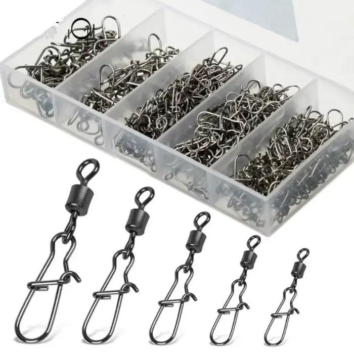 Émerillons roulements 50 pièces acier inoxydable 4#-12# avec clip - Accessoires pêche leurres et hameçons