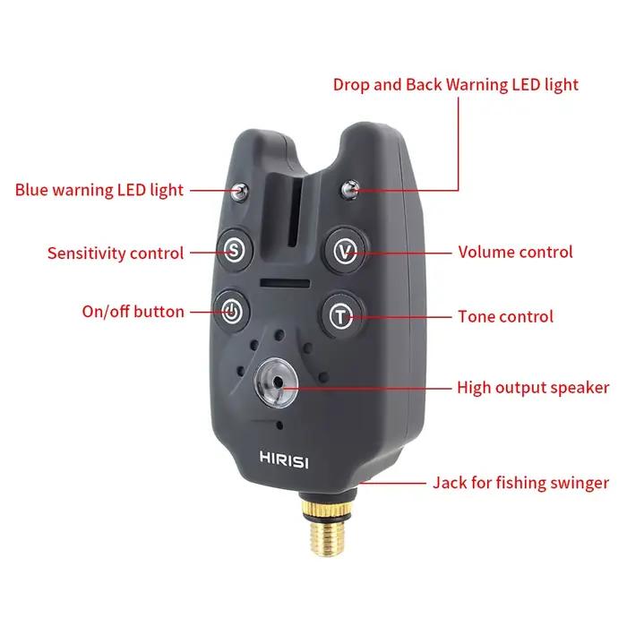Alarme carpe B1101 avec réglage volume, tonalité, sensibilité et indicateur LED lumineux