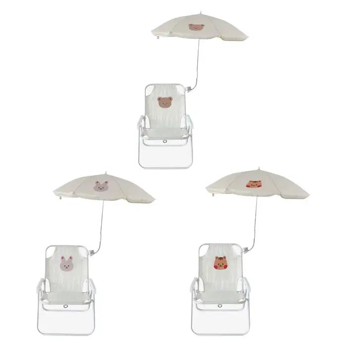 Chaise camping enfant avec capote ombrage - Siège pliant portable pour pique-nique et pêche