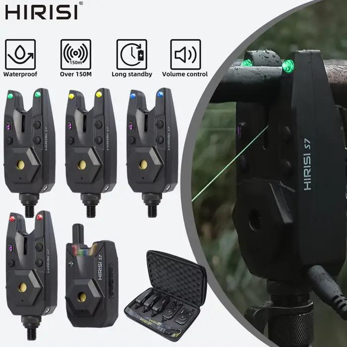 Kit alarme morsure sans fil Hirisi S7 pêche carpe 1+4 étanche LED volume réglable équipement