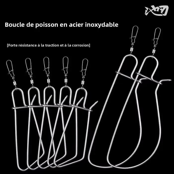 Attache pêche inox Linnhue pour poissons vivants avec mousqueton et accessoires de pêche