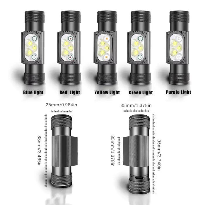 Mini lampe frontale SOLOLANDOR USB-C 18650 multicolore UV bleu jaune pour pêche spécialisée