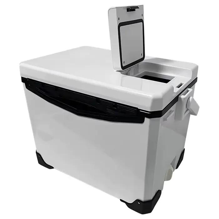 Glacière de pêche 10L à 48L avec rangement accessoires, aérations et poignée pour pêche en mer