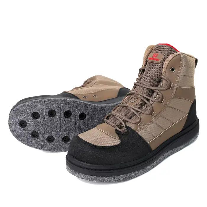Bottes de pêche wading semelle feutre légères avec crampons métalliques anti-dérapants