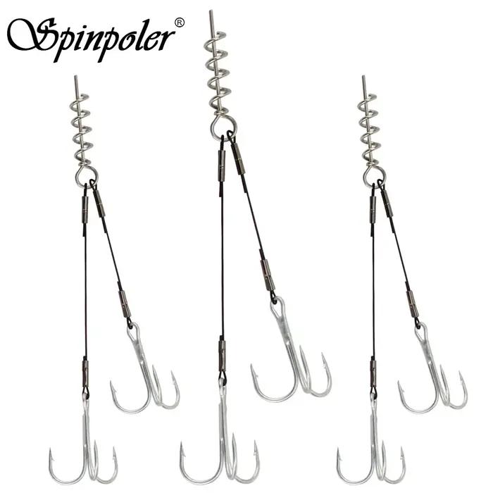 Montage brochet hameçons doubles triples vis sans fin pour leurres souples pêche carnassiers