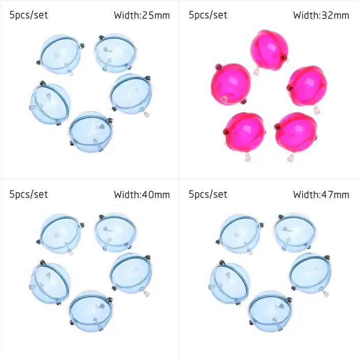 Lot de 5 flotteurs de pêche bulles ABS bleus et rouges 25 32 40 47mm pour