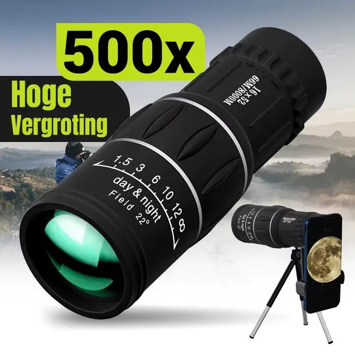 Jumelle monoculaire 16x52 haute puissance zoom double mise au point pour observation pêche longue distance
