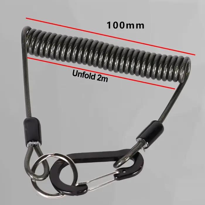 Lanyard anti-perte canne à pêche avec ressort spiralé et mousqueton pour émerillons et leurres