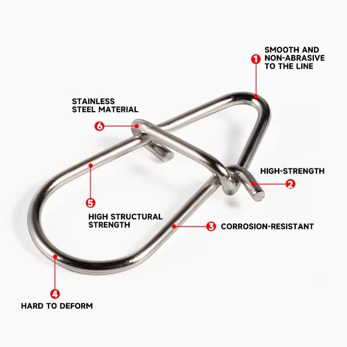 Snaps pêche duo lock résistants pour leurres crankbait et pêche en mer, connecteurs rapides