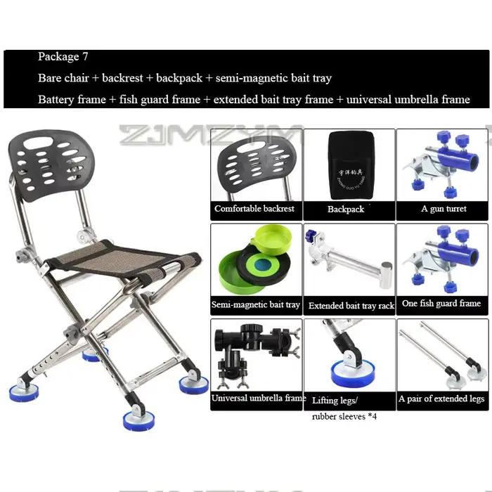 Fauteuil de pêche pliant 150KG tout-terrain avec roulements pour pêche sur plage et confort maximal