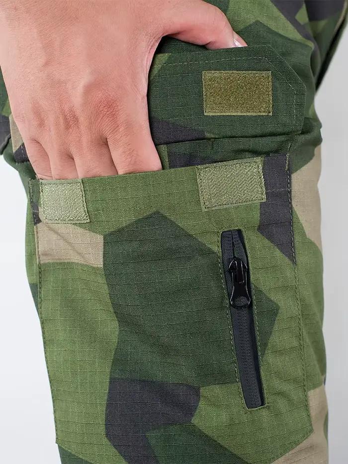 Pantalon tactique camouflage M90 suédois été - Tissu plaid MTP pour pêche discrète