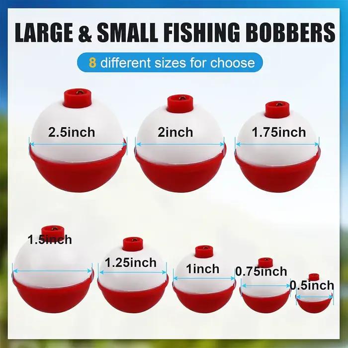 7 flotteurs ronds à clipser pêche 0.5-2.5 pouces bouton poussoir