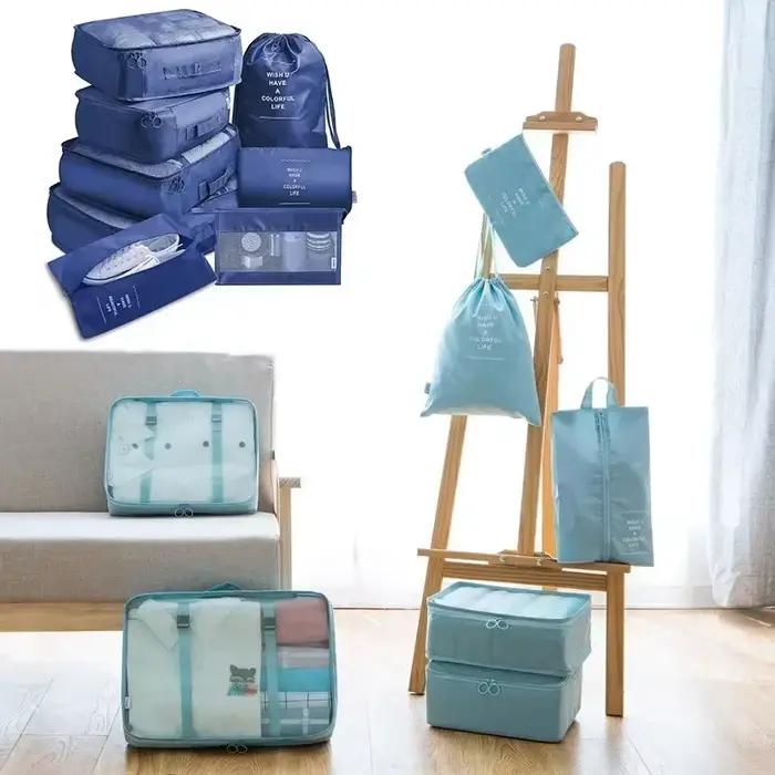 Set 7 sacs rangement voyage pêche cubes compression - Organisateur valise vêtements technique pêcheur
