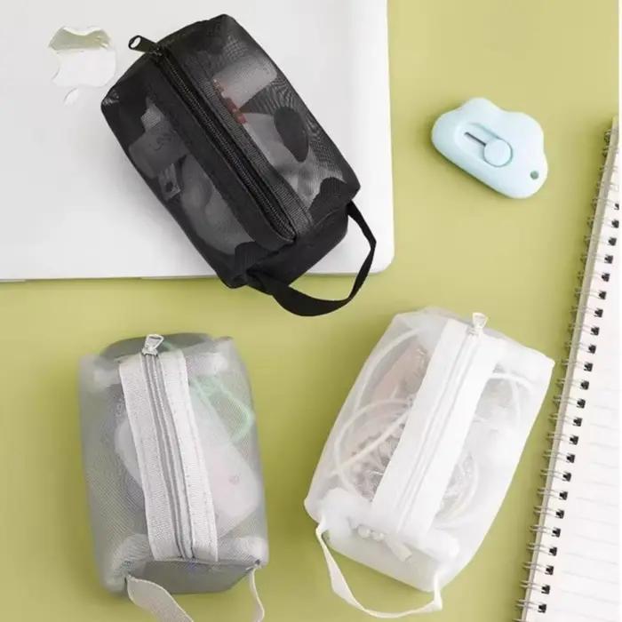 Trousse organisatrice câbles transparente pêche - Pochette pendentif pour chargeurs électronique pêche