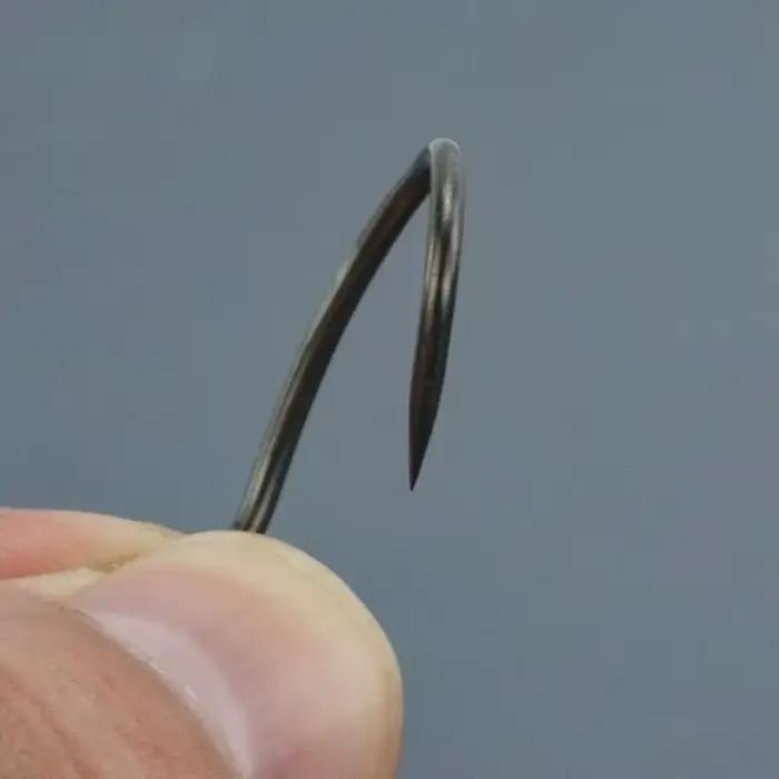 Hameçons de pêche Hirisi 50 pièces acier inoxydable carbone haute résistance avec œil et barbelés PTFE 8031