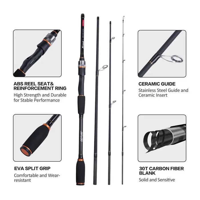 Canne à pêche Goture Xceed 1.98-3.6m Fuji Guide Ring Carbon Spinning Casting M/MH Power Lure rod 4 pièces tube bag