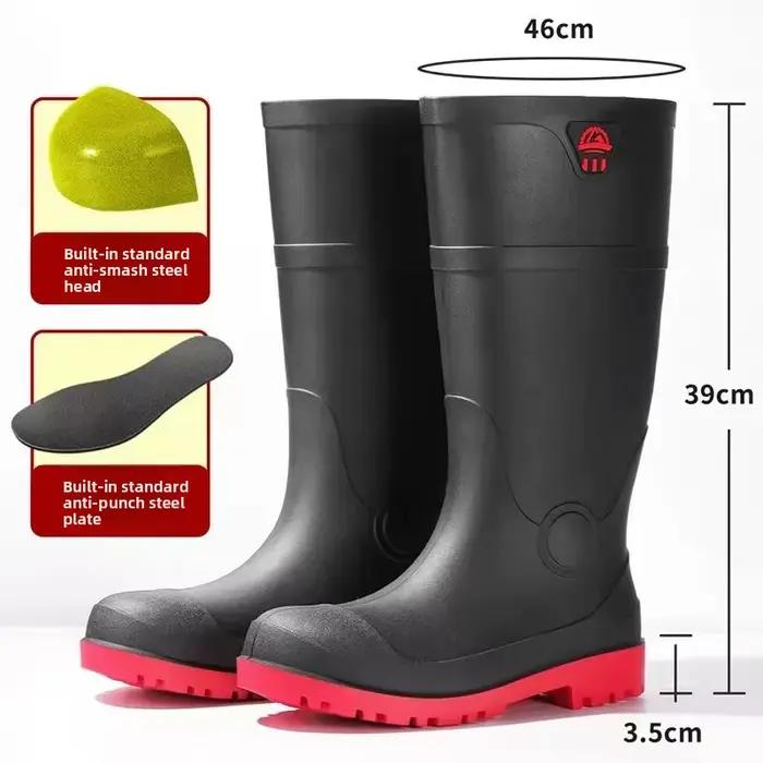 Bottes de travail hautes à embout d'acier pour pêche industrielle et conditions extrêmes antidérapantes