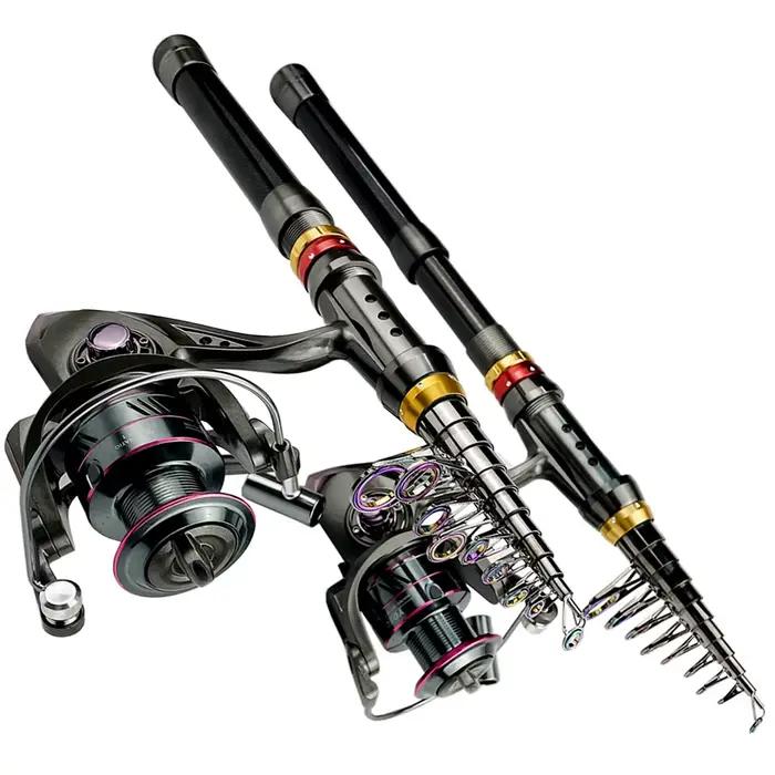 Combo Canne Télescopique Carbone 1.8 à 3.6m Très Raide avec Moulinet Spinning - Résistance 3-8kg