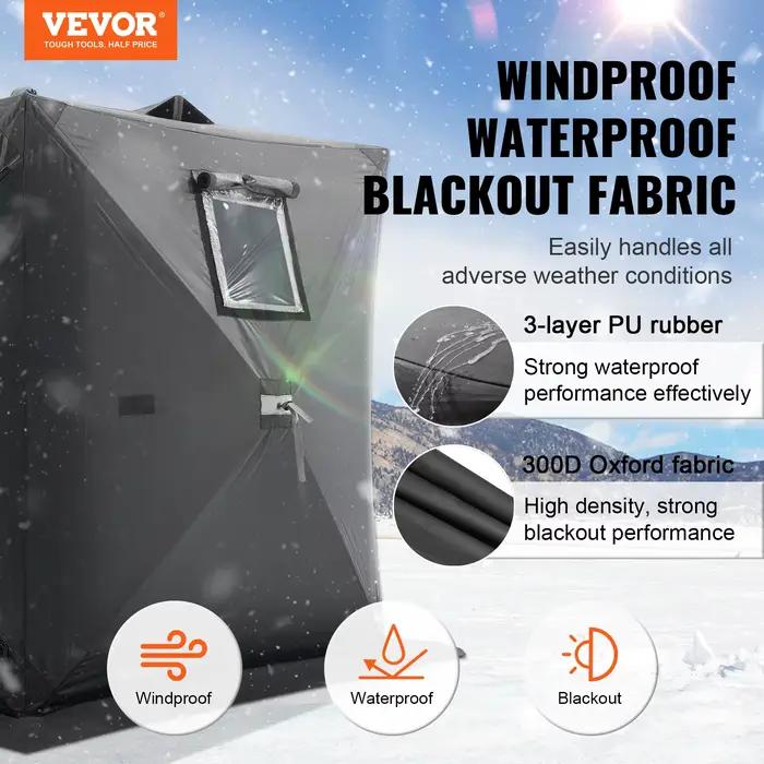 Tente de pêche sur glace portable SucceBuy 1-2 personnes - abri hiver étanche avec ancres et sac de transport