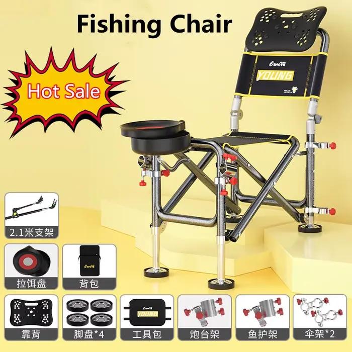 Chaise de pêche pliable réglable aluminium inclinable pont pêche camping voyage plage