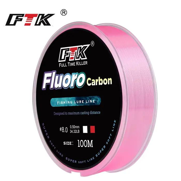 Ligne de pêche fluorocarbone FTK 100m 4.13-34.32LB super souple, rose, pour leurres et pêche à la mouche