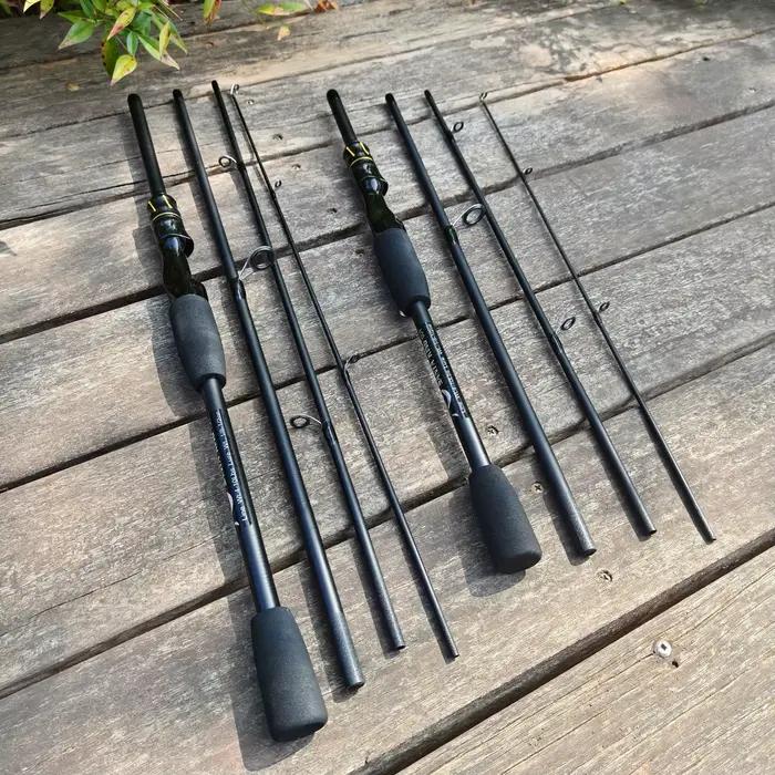 Canne pêche carbone Santa King 4 sections portable - Manche EVA pour voyage pêche basse eau douce