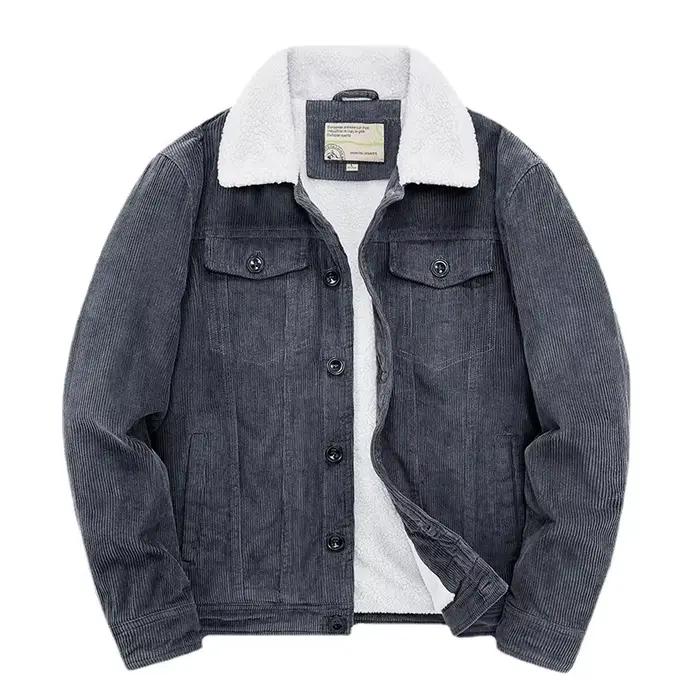 Parka matelassé homme en coton et velours côtelé - Veste chaude ample pour pêche hivernale confortable