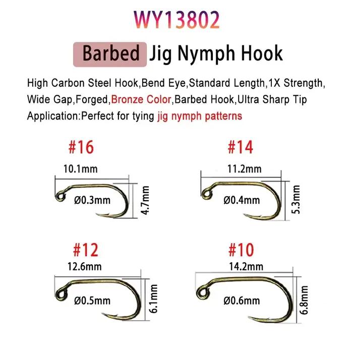 Lot de 50 hameçons Vampfly pour montage de mouches de pêche, nymphes, pupes et œufs, avec